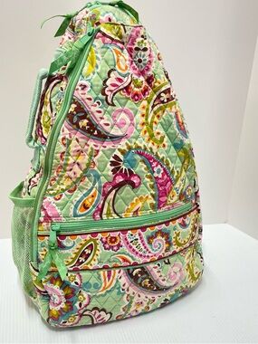 Vera Bradley Paisley Quilted Sling Tennis Backpack in Tutti Frutti Pattern